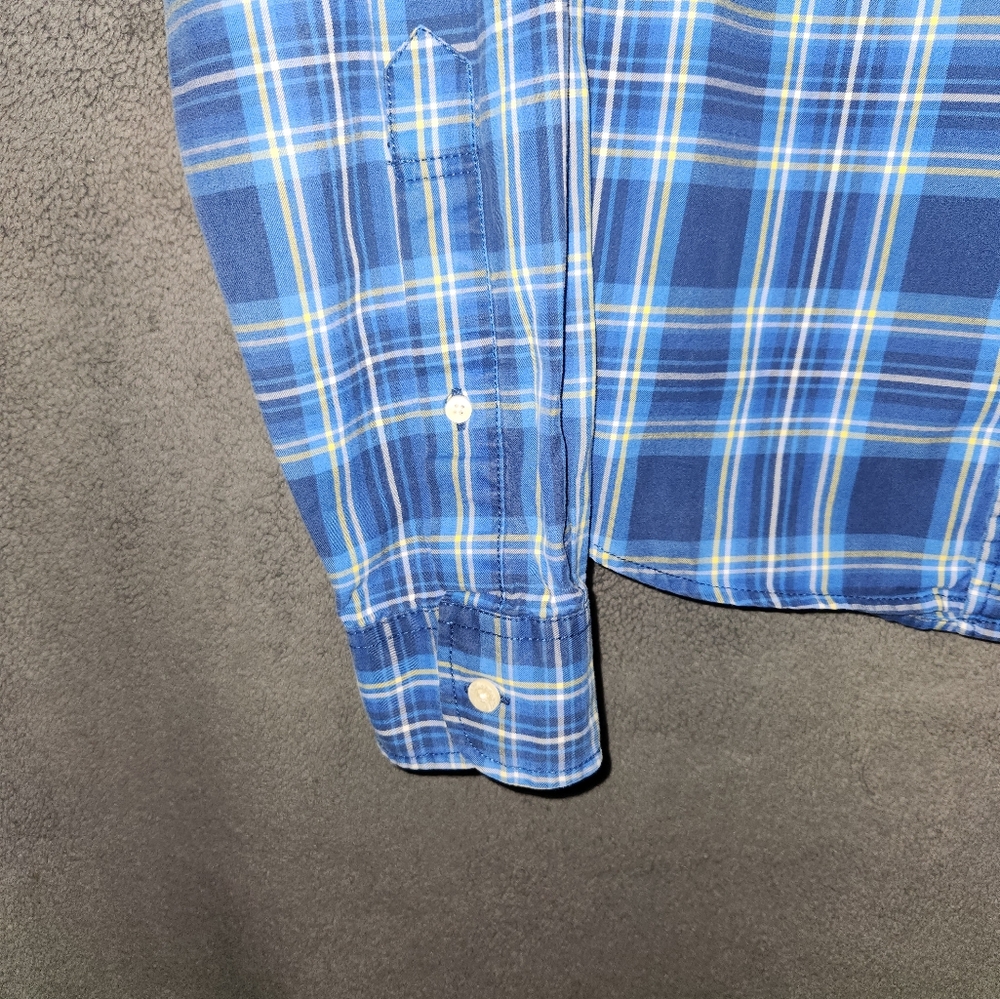 Abercrombie & Fitch Blue Plaid Casual Long Sleeve Button Down Shirt Size Large - Picture 7 of 10